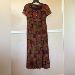 GILLIAN Women’s Vintage Maxi Dress Size 6 Short Sleeve Vintage Print